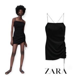 ZARA | Black | DRAPED MINI DRESS